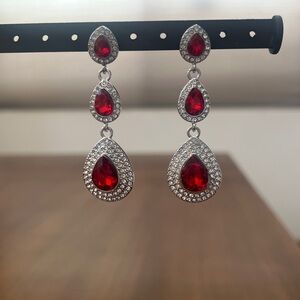 Elegant Red Teardrop Dangle Earrings